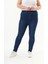 Kadın Büyük Beden Full Likralı Lacivert Pantolon - Beli Lastikli, Nakış Detaylı, Yıkamalı Rahat Kot 2