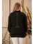 Taş Işlemeli Büyük Beden Baskılı Taşlı Siyah Sweatshirt 4