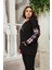 Kollar Ekose Büyük Beden Siyah Sweatshirt 3