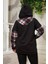 Kollar Ekose Büyük Beden Siyah Sweatshirt 4