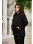 Kadın Kol Peluş Garnili Büyük Beden Siyah Sweatshirt - Şıklık ve Rahatlık Bir Arada 4