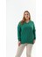 Büyük Beden Kadın V Yaka Yeşil Triko Kazak – Yumuşak, Esnek ve Dökümlü Kumaş 1