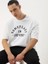 Erkek Baskılı Oversize T-Shirt - Beyaz 2
