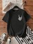 Erkek Baskılı Oversize T-Shirt - Siyah 1
