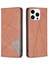 iPhone 16 Pro Eşkenar Dörtgen Dokulu Pu Deri Telefon Kılıfı (Yurt Dışından) 1