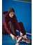 Yumuşak Dokulu Kapüşonlu Bordo Basic Günlük Sweatshirt Act-21 1