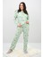 Kadın Büyük Beden Çiçek Desenli Uzun Kollu Pijama Takımı 4235-25 2