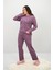 Kadın Büyük Beden Çiçek Desenli Uzun Kollu Pijama Takımı 4235-25 4