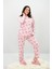 Kadın Büyük Beden Çiçek Desenli Uzun Kollu Pijama Takımı 4235-25 3