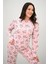 Kadın Büyük Beden Çiçek Desenli Uzun Kollu Pijama Takımı 4235-25 5