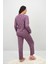 Kadın Büyük Beden Çiçek Desenli Uzun Kollu Pijama Takımı 4235-25 5