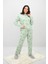 Kadın Büyük Beden Çiçek Desenli Uzun Kollu Pijama Takımı 4235-25 4