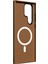 Galaxy S23 Ultra Kılıf Magsafe Uyumlu Mat Deri Desenli Youngkit Tech Fashion Kapak Kahverengi 3