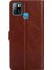 Infinix Hot 10 /smart 5 Kahverengi Için Fermuarlı Çanta Deri Kılıf (Yurt Dışından) 4