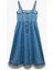 Pamuklu Kalın Askılı Fermuarlı Kare Yaka Denim Midi Elbise 4