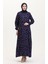 Desenli Viskon Elbise 0007-02 Lacivert 2