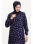 Desenli Viskon Elbise 0007-02 Lacivert 3