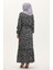 Leopar Desenli Beli Ipli Elbise 0009-01 Siyah 5