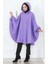 Kapüşonlu Kaşe Panço 0505-07 Lila 1