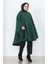 Kapüşonlu Kaşe Panço 0505-10 Zümrüt Yeşil 2