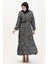 Leopar Desenli Kuşaklı Elbise 0008-01 Siyah 2