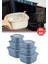 Mikrodalga Saklama Kabı 6’lı Set, Buzluk Mikrodalga Uygun Kapaklı Özel Set 2X(600-1100-1800ML) Mavi 1