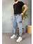 Paçası Lastikli Boyfriend Jogger Kargo Kot Pantolon 2