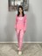 Kadın Pamuklu Viscon Yaprak Desenli Pijama Takımı (Pembe) 2