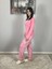 Kadın Pamuklu Viscon Yaprak Desenli Pijama Takımı (Pembe) 3