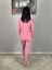 Kadın Pamuklu Viscon Yaprak Desenli Pijama Takımı (Pembe) 5
