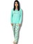 Kadın Pamuklu Viscon Çiçek Desenli Pijama Takımı (Yeşil) 1
