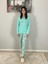 Kadın Pamuklu Viscon Çiçek Desenli Pijama Takımı (Yeşil) 3