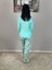Kadın Pamuklu Viscon Çiçek Desenli Pijama Takımı (Yeşil) 5