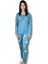 Kadın Pamuklu Viscon Çiçek Desenli Pijama Takımı (Mavi) 1