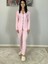 Kadın Pamuklu Viscon Bebe Yaka V. Secret Çizgili Pijama Takımı (Pembe) 2