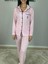 Kadın Pamuklu Viscon Bebe Yaka V. Secret Çizgili Pijama Takımı (Pembe) 3