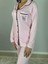 Kadın Pamuklu Viscon Bebe Yaka V. Secret Çizgili Pijama Takımı (Pembe) 5