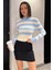 Kadın Balıkçı Yaka Taş Detaylı Crop Top Bluz 1