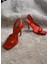 Femme Siyah - Kırmızı Fermuar Detaylı Saten Kumaş Kare Burun 8 cm Ince Topuk Davet Ayakkabısı 3