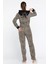 Kadın Leopar Desen Polar Pijama Tulum 3