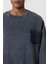 Yıkamalı Cep Detaylı Oversize Sweatshirt Siyah 4