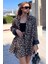 Kadın Leopar Desen Oversize Astarlı Blazer Ceket 3