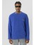 Bisiklet Yaka Oversize Peluş Sweatshirt Saks 2