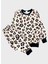 Kız Çocuk Pamuklu Krem Rengi Leopar Desenli Uzun Kollu Mevsimlik Pijama Takımı 1