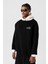 Yazı Detaylı Oversize Kapüşonlu Sweatshirt Siyah 5