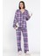 Kadın Ekose Desenli Boydan Düğmeli Uzun Kol Pijama Takımı 1