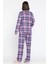 Kadın Ekose Desenli Boydan Düğmeli Uzun Kol Pijama Takımı 3