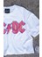 Ac/cd Beyaz Crop Pembe Baskılı T-Shirt 3