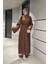 ELB015 Biye Kemerli Kabartma Kumaş Pileli Vatkalı Elbise 2