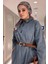 ELB016 Oversize Cepli Kemerli Denim Elbise 2